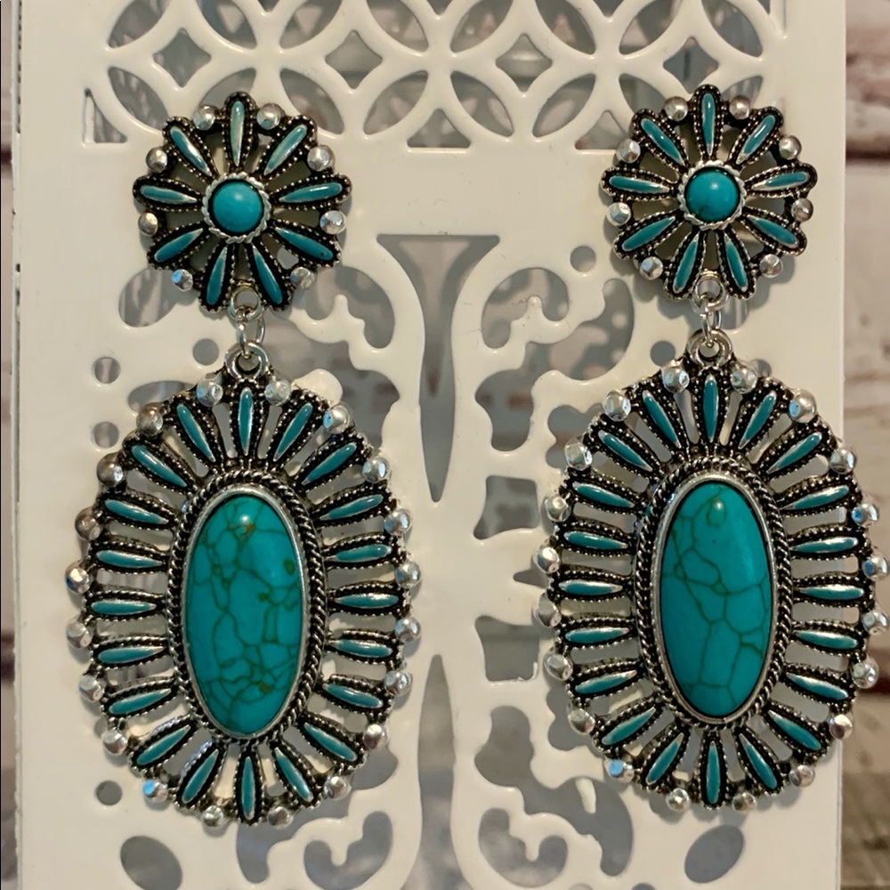 Natural turquoise gemstone earrings